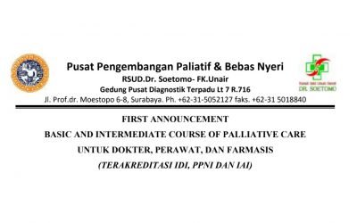 Basic and Intermediate Course of Palliative Care 27 – 30 Oktober 2016 untuk Dokter, Farmasis dan Perawat (SKP IDI, IAI dan PPNI)